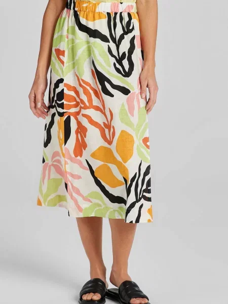 Льняная юбка Gant с принтом желтая