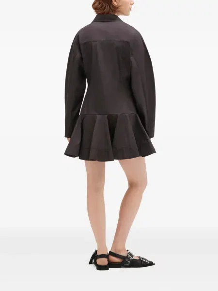 Rochie Ganni cu volane de costum maro
