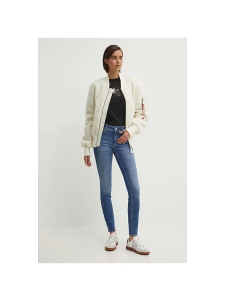 Alpha Industries kurtka bomber Teddy przejściowa oversize beżowy