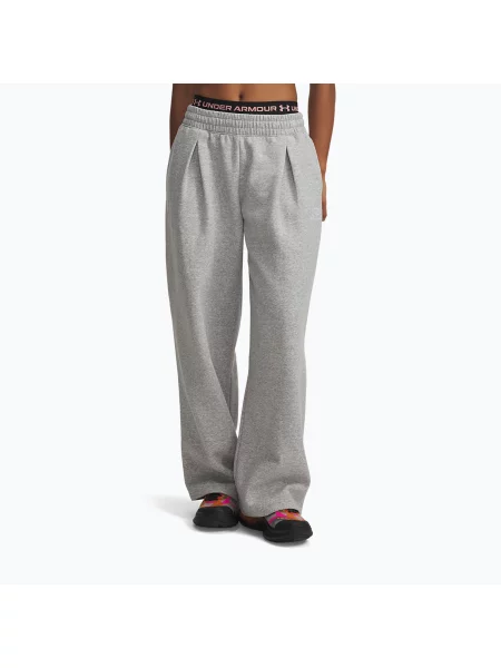 Spodnie Under Armour Rival Fleece Script mod gray light heather/white szare