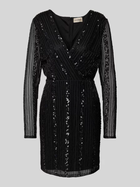 Sukienka koktajlowa z zakładką Lace & Beads czarna