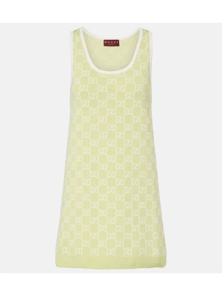 Bombažna obleka Gucci iz žakarda zelena