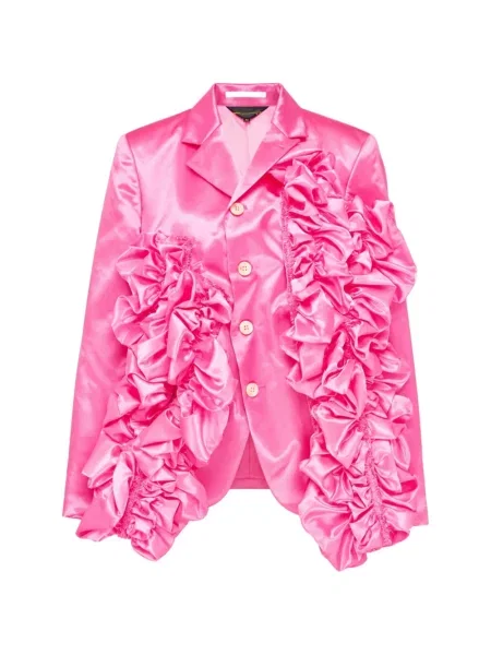 Sacou Comme Des Garçons din satin cu volane roz