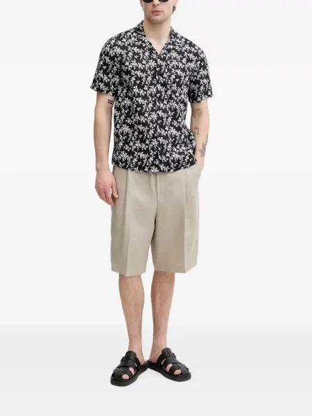 Ленена риза Michael Kors на цветя с принт черно