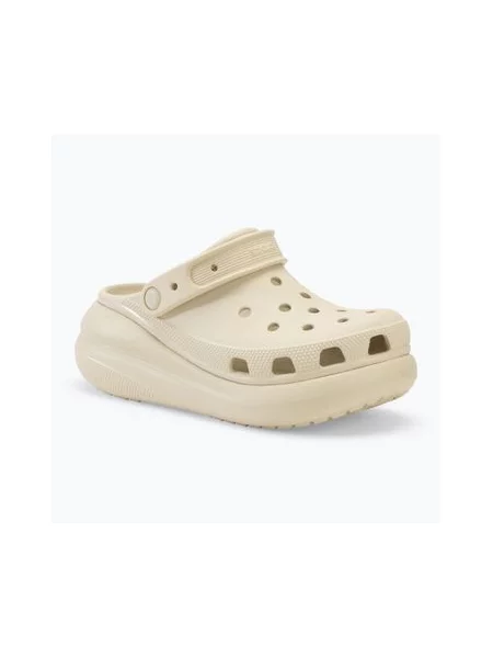 Классические шлепанцы Crocs на платформе бежевые