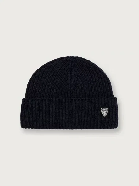 Emporio Armani beanie kapa z volno modra