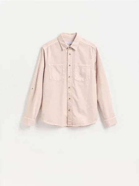 Reserved Cămașă din denim regular fit roz