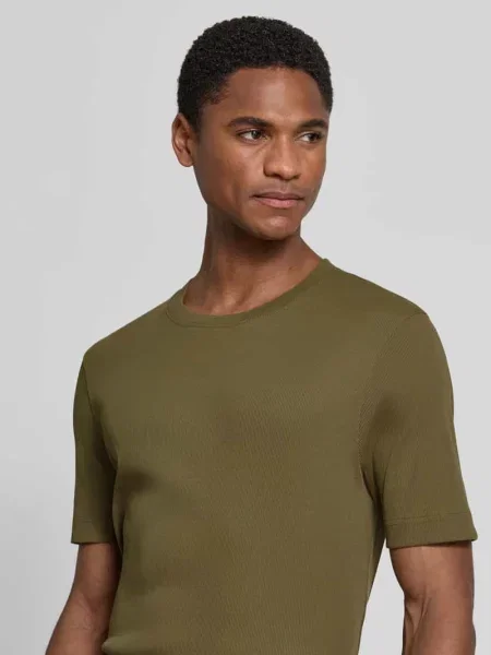 T-shirt o kroju slim fit z okrągłym dekoltem model ENIL' Drykorn oliwkowa