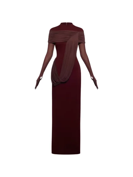 Maksi sukienka maxi Chats By C.dam drapowana garniturowa czerwona