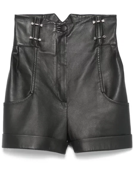 Pantaloni scurți Mitiliane Couture din piele negru