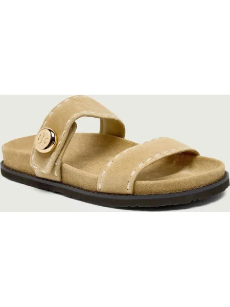 TORY BURCH Șlapi ROMY | piele întoarsă bej