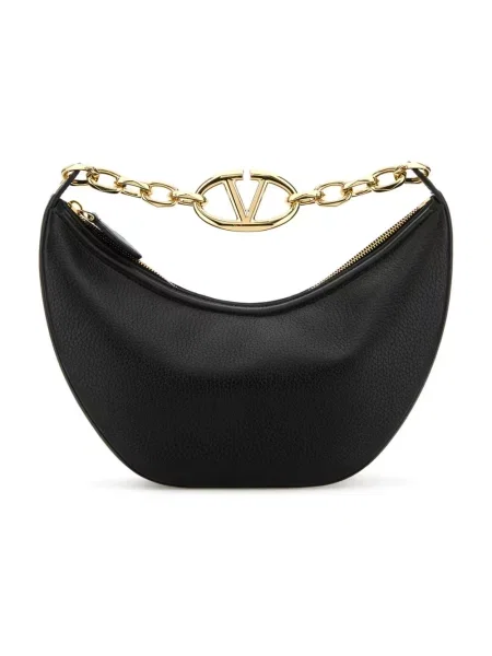 Lniana torebka hobo Valentino czarna