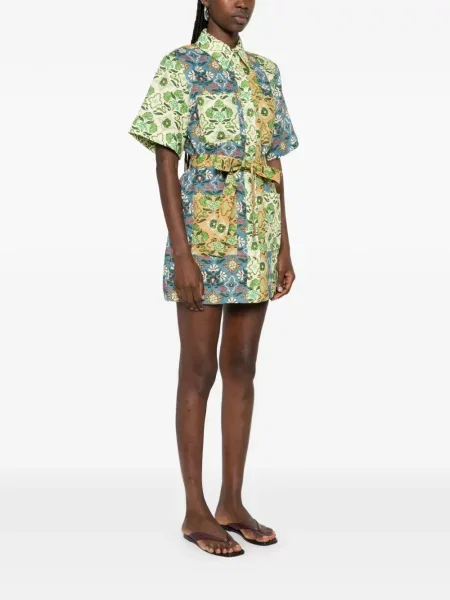 Rochie mini Alemais cu model floral cu imagine de costum verde
