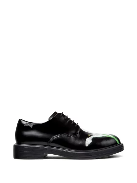 Pantofi Camper cu șireturi din piele cu model floral negru