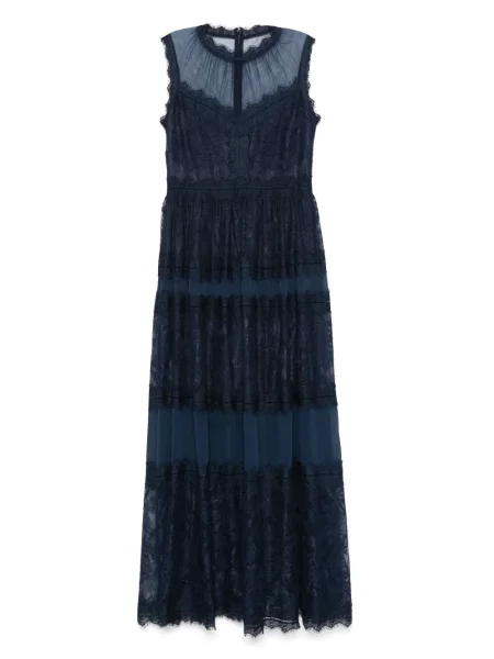 Maksi sukienka maxi Ermanno Firenze koronkowa garniturowa niebieska