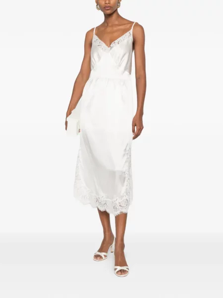 Rochie midi Parlor de mătase alb