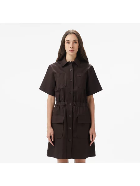 Lacoste Sukienka Z Krótkim Rękawem Classic Fit brązowa