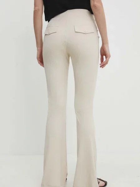 Kalhoty Answear Lab zvony high waist béžová