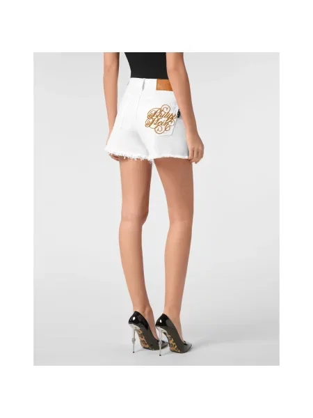 Szorty jeansowe Philipp Plein z logo białe