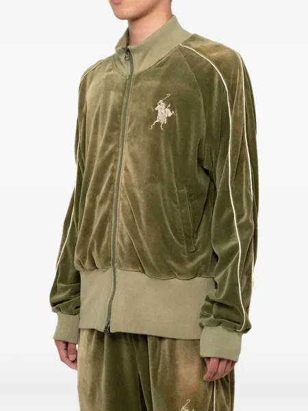 Geacă Kamiya cu broderie din velur verde