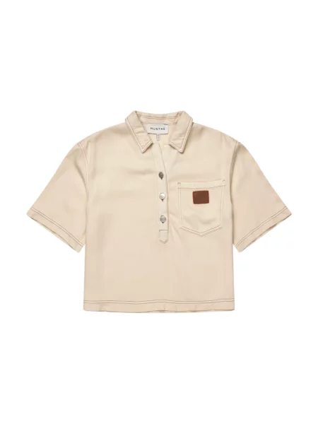 Munthe Koszulki Kobieta M Dżinsowa bluzka z szerokimi rękawami beżowy