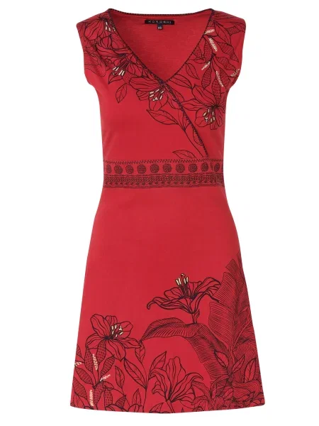 KOROSHI Rochie bej / roșu negru