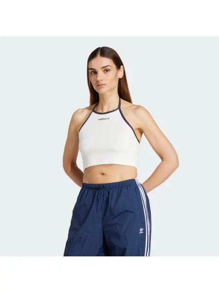 Top Adidas Originals z dekoltem halter biały