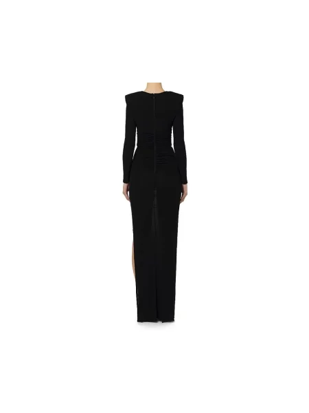 Sukienka maxi Elisabetta Franchi z dżerseju drapowana czarna