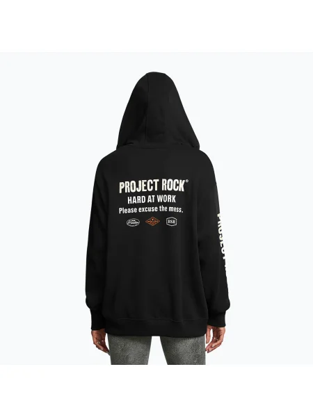 Hanorac Under Armour Project Rock HWT pentru femei negru/ mat/portocaliu Full Zip Hard at Work negru/ mat/portocaliu negru