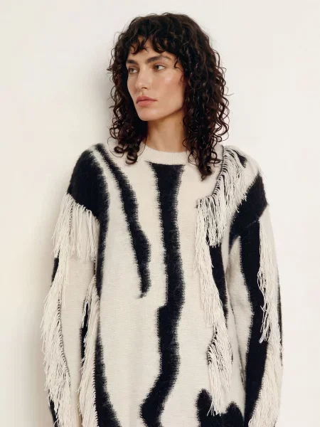 Diane Von Furstenberg Svetr Jamie Z Alpaky krémová černá