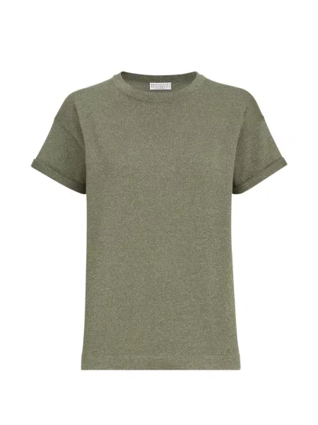 Ușor tricou Brunello Cucinelli de mătase verde
