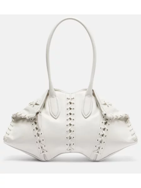 Geanta de piele Mcqueen din piele alb