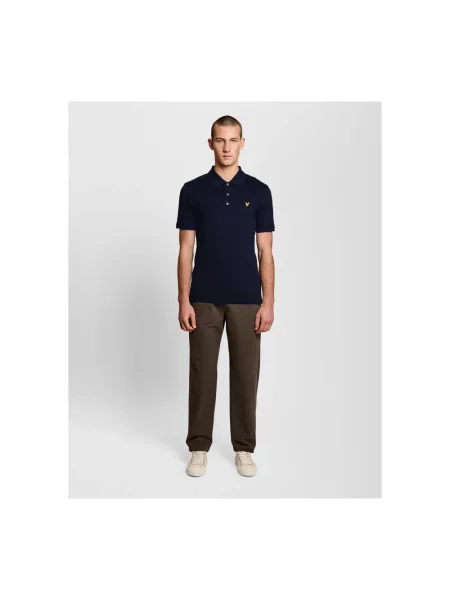 Koszulka polo Lyle & Scott z dżerseju niebieska