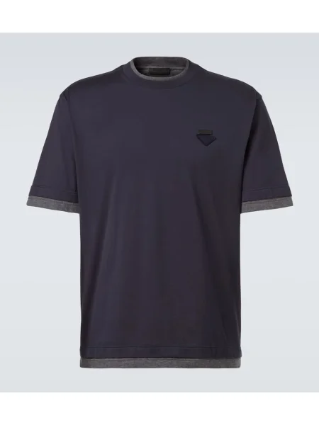 Tricou Prada din jerseu albastru