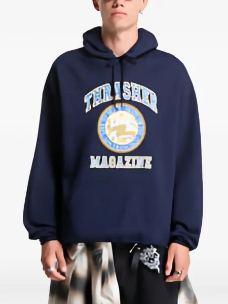 Суичър с качулка Thrasher синьо