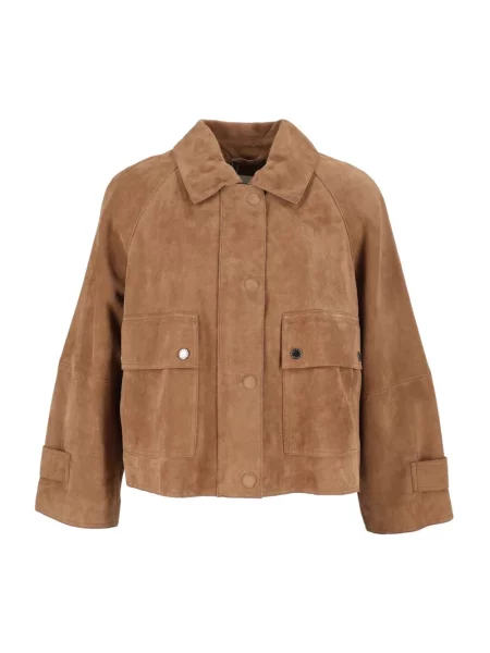 Kurtka skórzana Weekend Max Mara beżowa