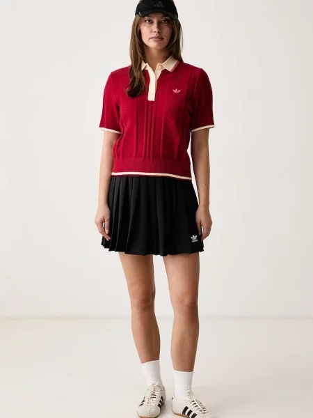 KOSZULKA POLO CABLE KNIT CALI czerwona