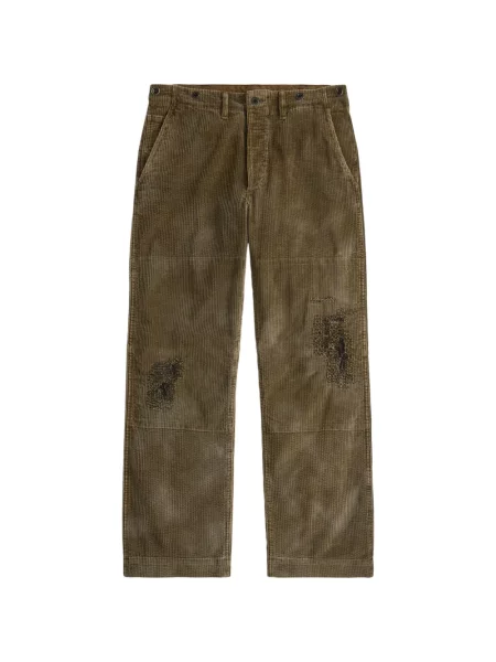 Pantaloni Ralph Lauren Rrl de catifea cord zdrențuiți verde