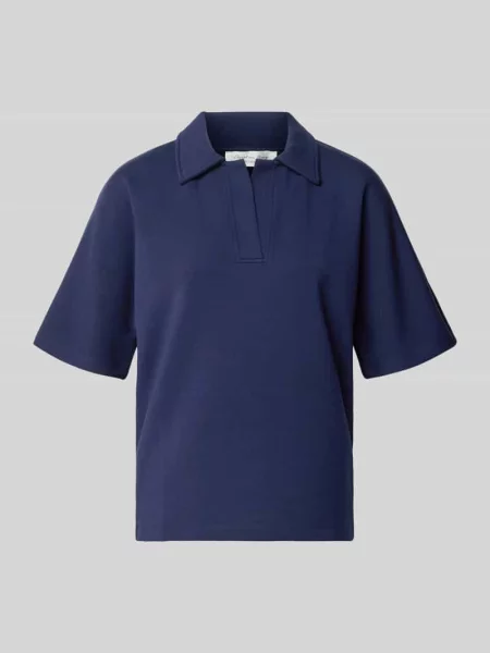 Koszulka polo z dekoltem w serek krój regular fit Christian Berg Woman granatowa