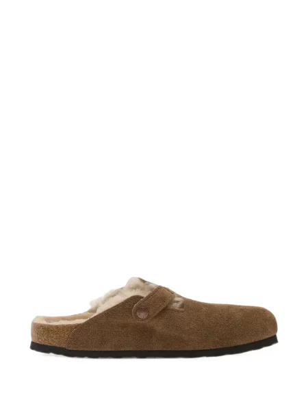 Saboți Birkenstock din piele de oaie maro
