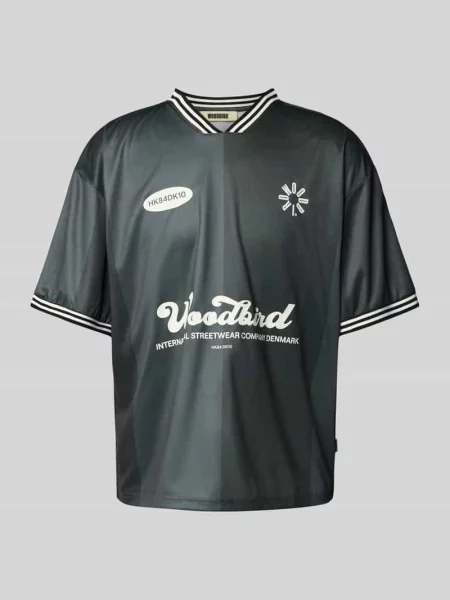Koszulka z nadrukowanym motywem i logo model ‘Beam’ Woodbird czarna