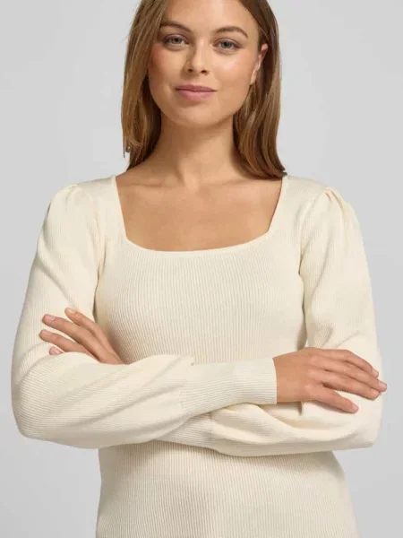 Sweter z dzianiny z bufiastymi rękawami model ‘DIEKA’ Ralph Lauren biały
