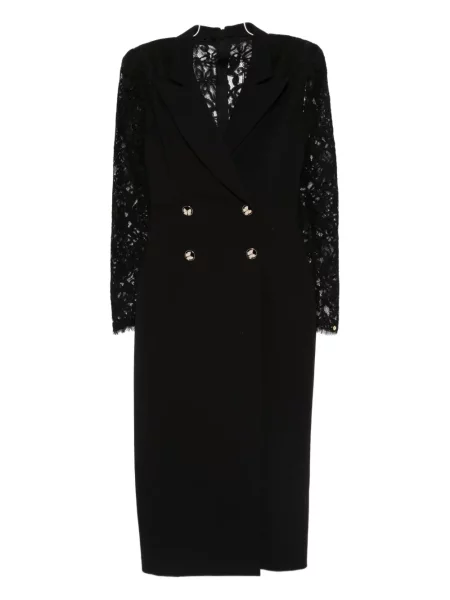 Sukienka midi Nissa do kolan dwurzędowa garniturowa czarna