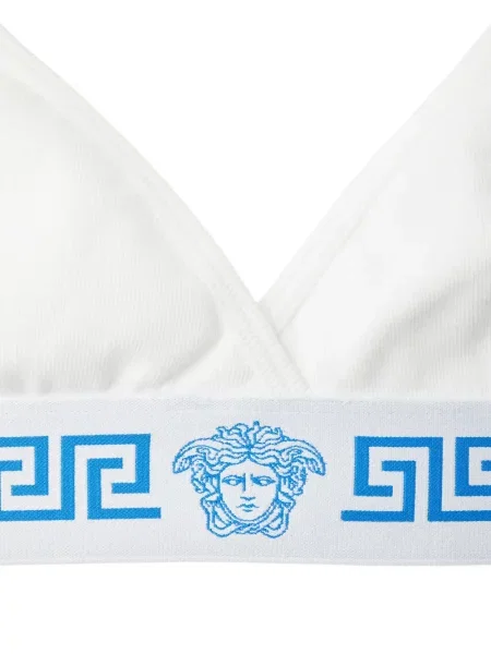 Sutien Versace din jerseu cu nervuri alb