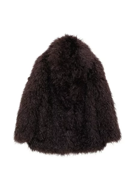 Geacă Moncler Grenoble din piele de oaie maro