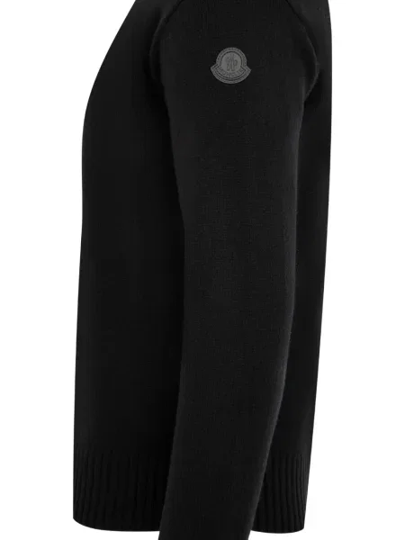 Пуловер Moncler с кръгло деколте черно