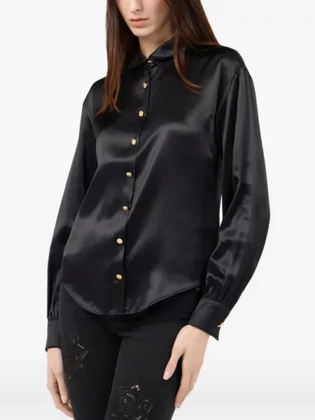 Cămașă Roberto Cavalli de mătase negru