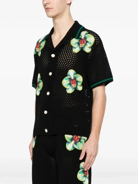 Cămașă Casablanca cu model floral negru
