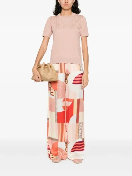 Tricou Fendi din jacard roz