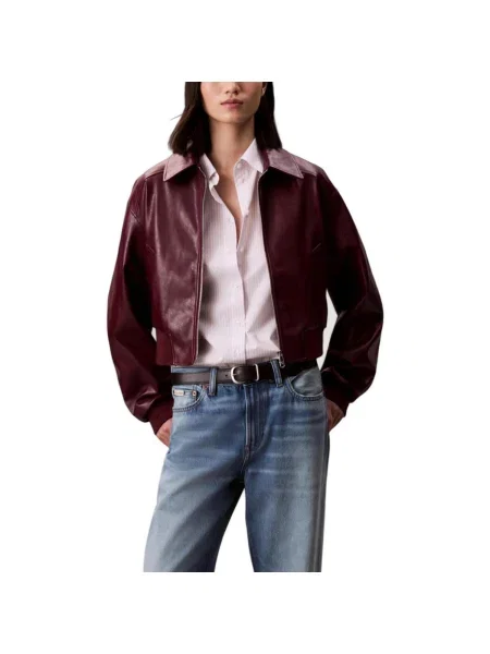 Geacă de blugi Calvin Klein Jeans roșu